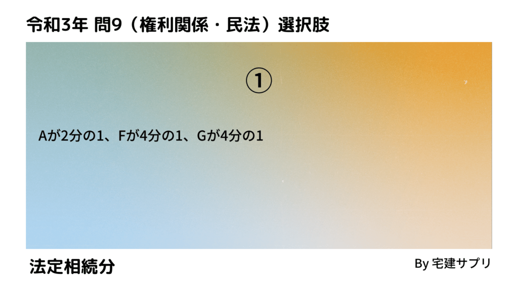 令和3年10月宅建試験 問9-1（法定相続分）